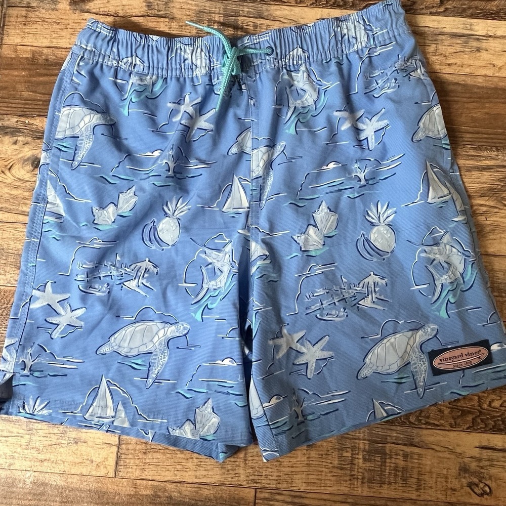 Vineyard‎ Vines Swim Trunks Boys Medium Coastal Ocean Summer Turtles Vacation